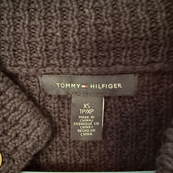 Tommy Hilfiger Dark Blue Knit Cardigan with Brown Accents - Picture 2 of 5